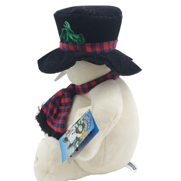 Snowden Christmas Plush Snowman 22" Black Top Hat Red Plaid Scarf 1997 Tags VTG - Picture 4 of 7